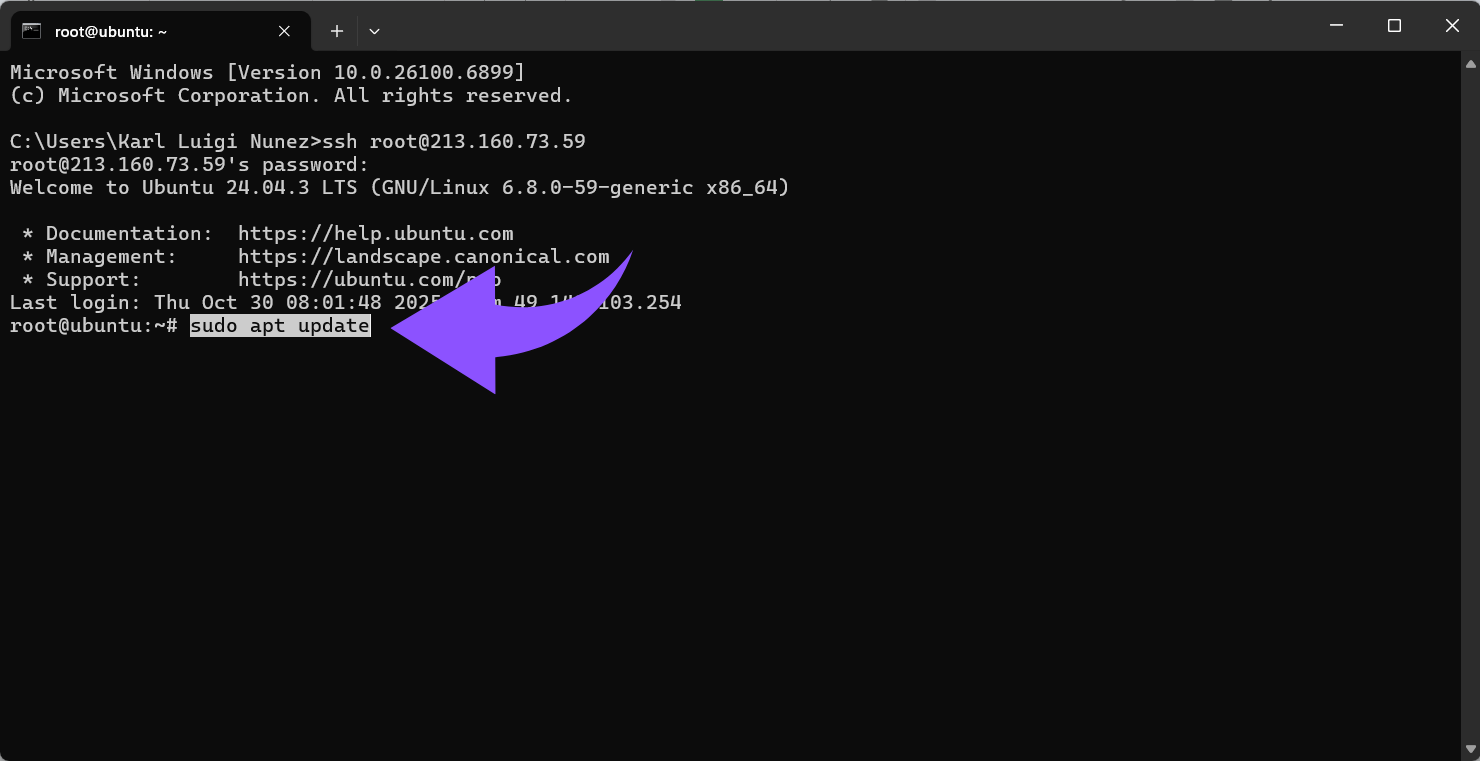 sudo apt update