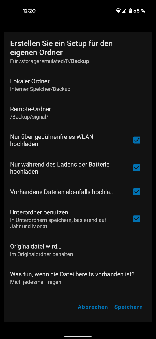 Einrichtung Automatisches Hochladen in Nextcloud anschließen